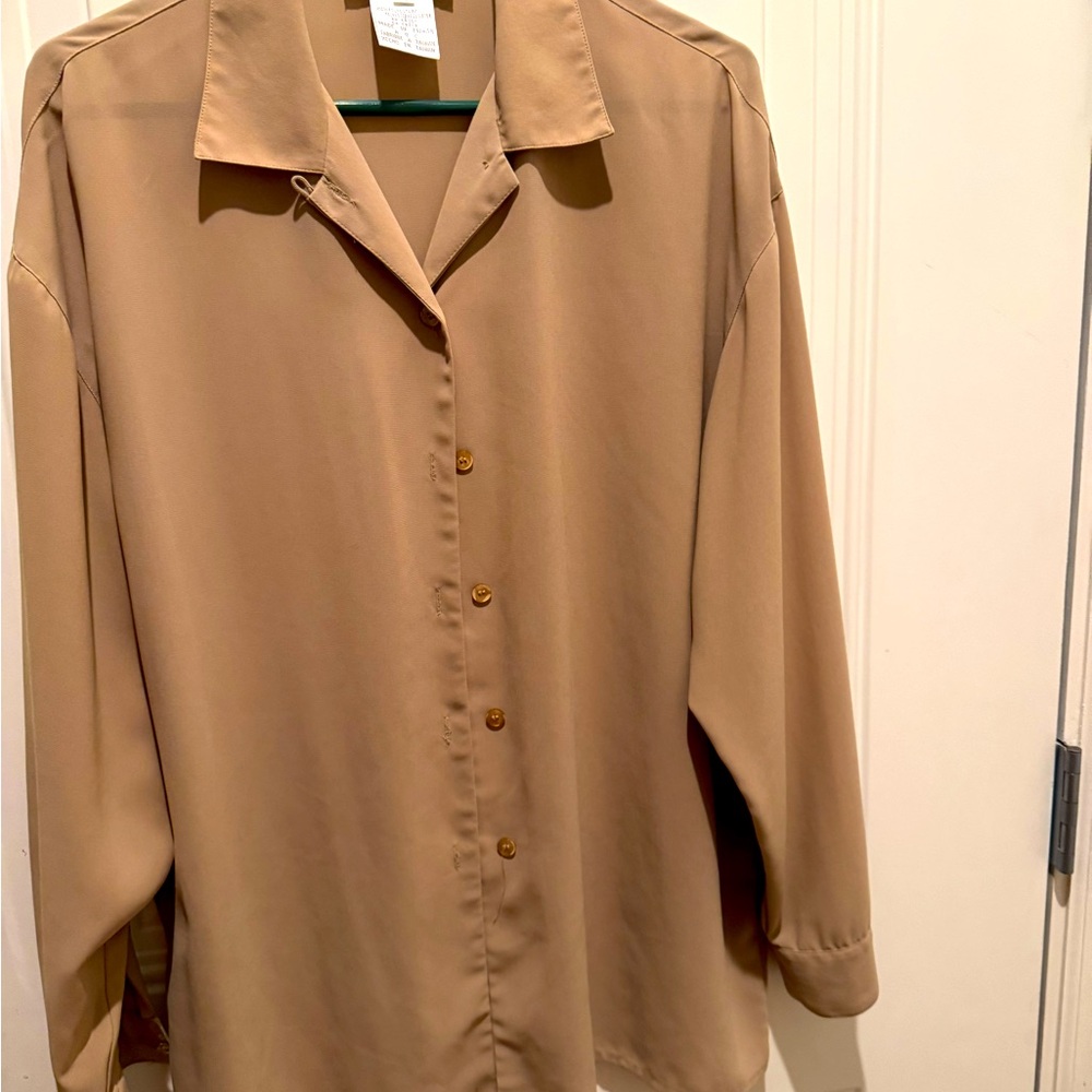 Light Tan Button-Up Blouse